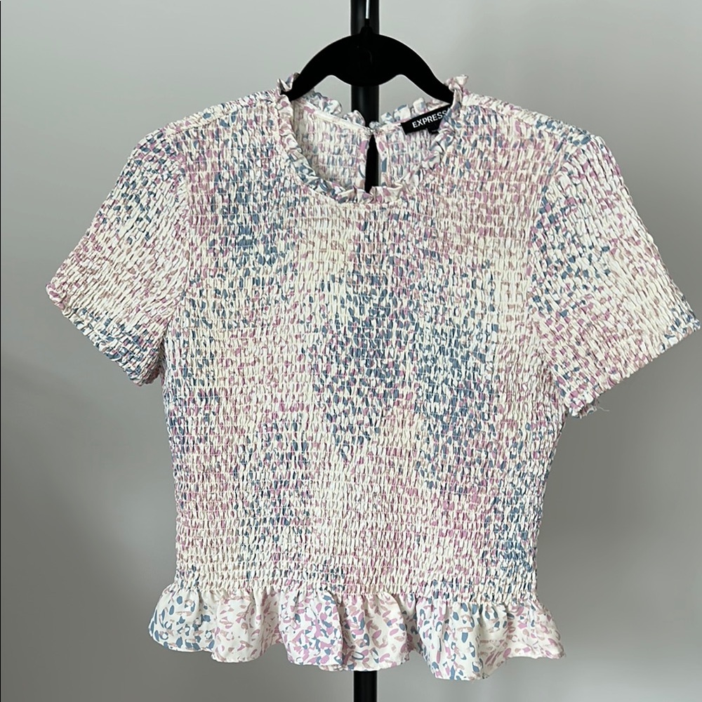Express Pink and Blue Smocked Blouse